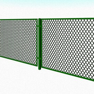 Ограждение из сетки рабицы с обрамлением уголком